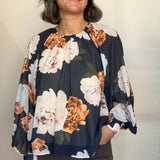 Autumn Peony Chiffon Blouse