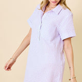 Striped Seersucker Shirt Dress