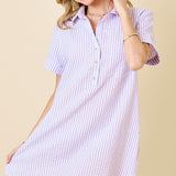 Striped Seersucker Shirt Dress