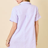 Striped Seersucker Shirt Dress