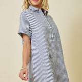 Striped Seersucker Shirt Dress
