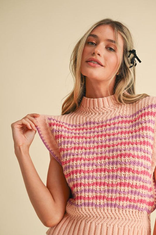 Jane Sleeveless Sweater- Pink