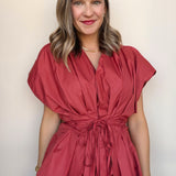 Nora Pleated Tie Waist Peplum Blouse