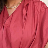 Nora Pleated Tie Waist Peplum Blouse