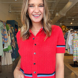 Amy Pointelle Stitched Polo Cardigan
