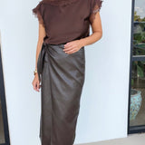 Vega Faux Leather Wrap Skirt