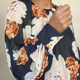 Autumn Peony Chiffon Blouse