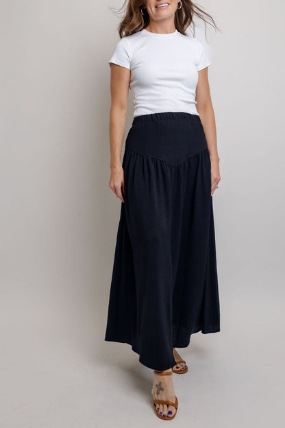 Santi Drop Waist Skirt- Black