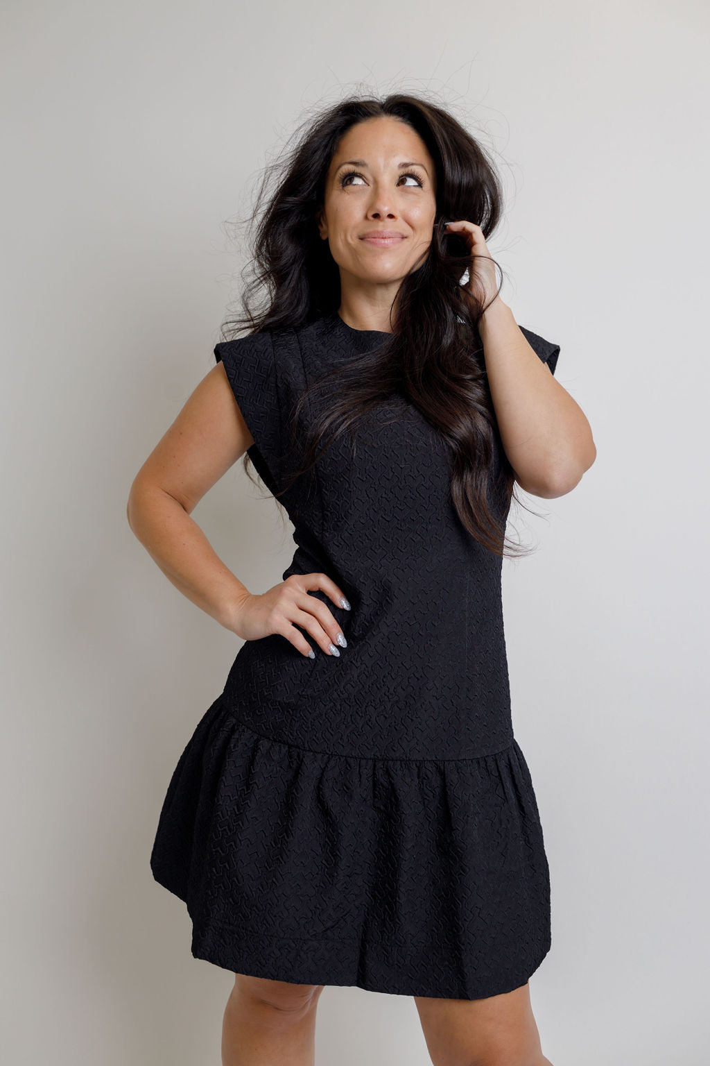 Flutter Hem Dress- Black