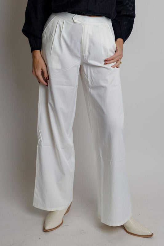 Sophia Wide Leg Trouser- Bone