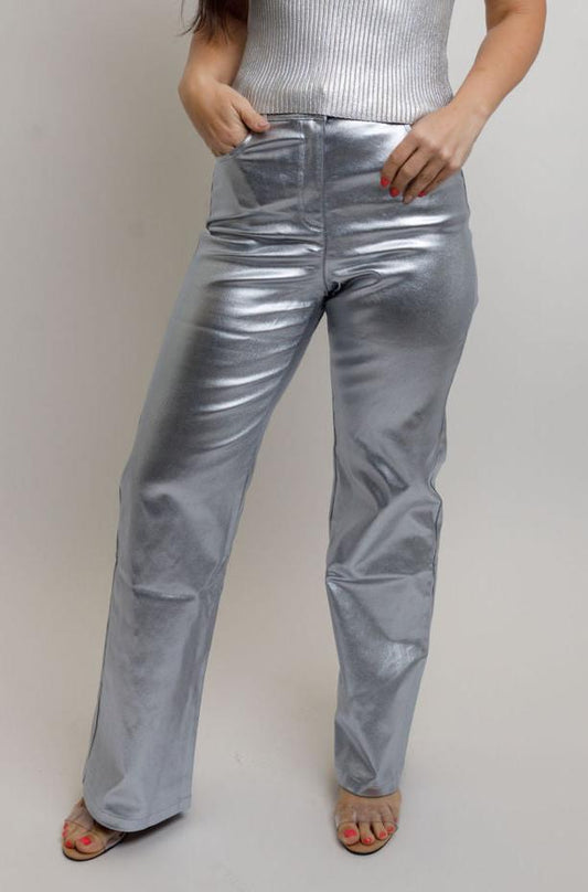 Adler Leather Pant- Silver