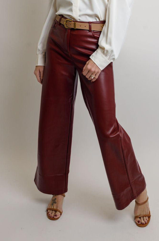 Adler Leather Pant- Maroon