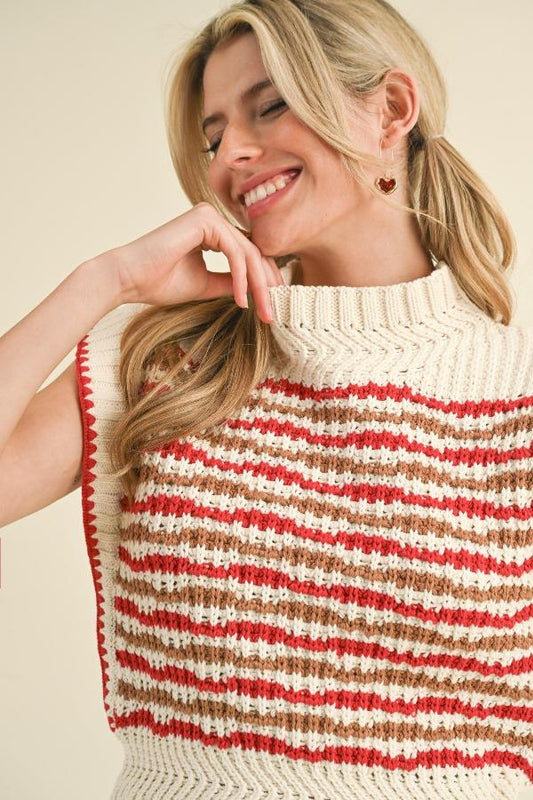 Jane Sleeveless Sweater- Red