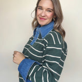 Val Denim Collar Stripe Sweater