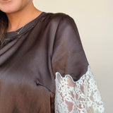 One of a Kind Satin Lace Top