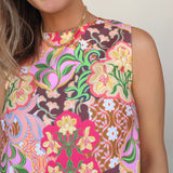 Garden Party Feather Hem Sleeveless Top