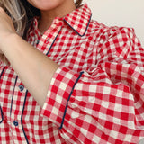 Mizuki Gingham Button Down Top
