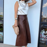 Madelynn Leather Midi Skirt