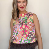 Garden Party Feather Hem Sleeveless Top