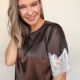 One of a Kind Satin Lace Top