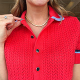 Amy Pointelle Stitched Polo Cardigan
