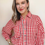 Mizuki Gingham Button Down Top