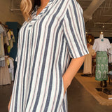 Glory Stripe Collared Shirt Dress
