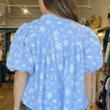 Julia Gingham Floral Puff Sleeve Blouse