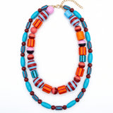 Geo Painted Bead Necklace Set