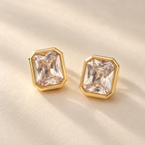 Bezel Statement Post Earrings