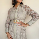 Anthea Belted Lace Midi Dress