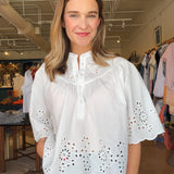Annika Embroidered Blouse- White