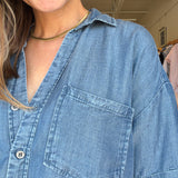 Brandon Button Down Top- Denim