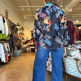 Midnight Garden Tie Front Top