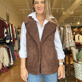 Daisy Fur Vest- Brown