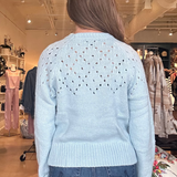 Femme Openwork Sweater- Aqua