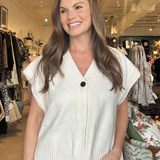 Veronica V-Neck Sweater Vest- Ivory