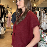 Veronica V-Neck Sweater Vest- Burgundy