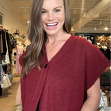 Veronica V-Neck Sweater Vest- Burgundy