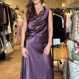 Barbara Satin Skirt- Plum