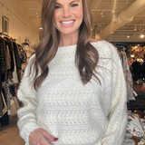 Carol Cable Knit Sweater- Cream