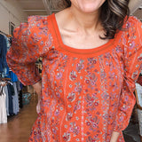 Siesta Square Neck Dress- Poppy