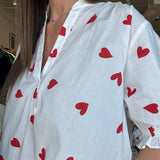 Cupid Puff Sleeve Top- Hearts