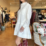 Kendra Drop Waist Shirt Dress- Ivory