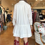 Kendra Drop Waist Shirt Dress- Ivory