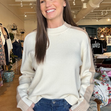Erika Color Block Sweater- Natural/Tan