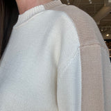 Erika Color Block Sweater- Natural/Tan
