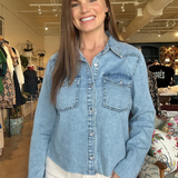 Posey Pearl Button Denim Shirt