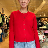 Celeste Heart Button Cardigan- Red