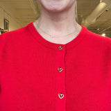 Celeste Heart Button Cardigan- Red